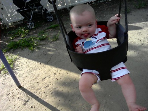 Linus's first swing!