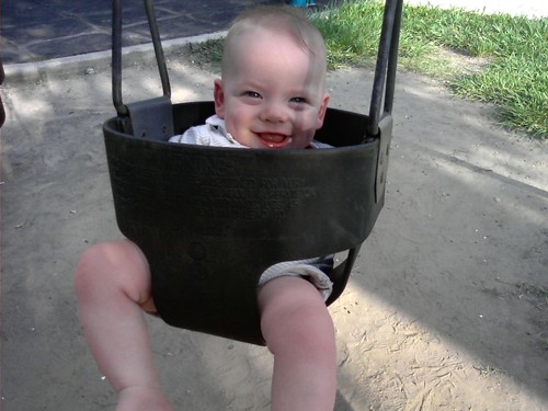 Miles's first swing!